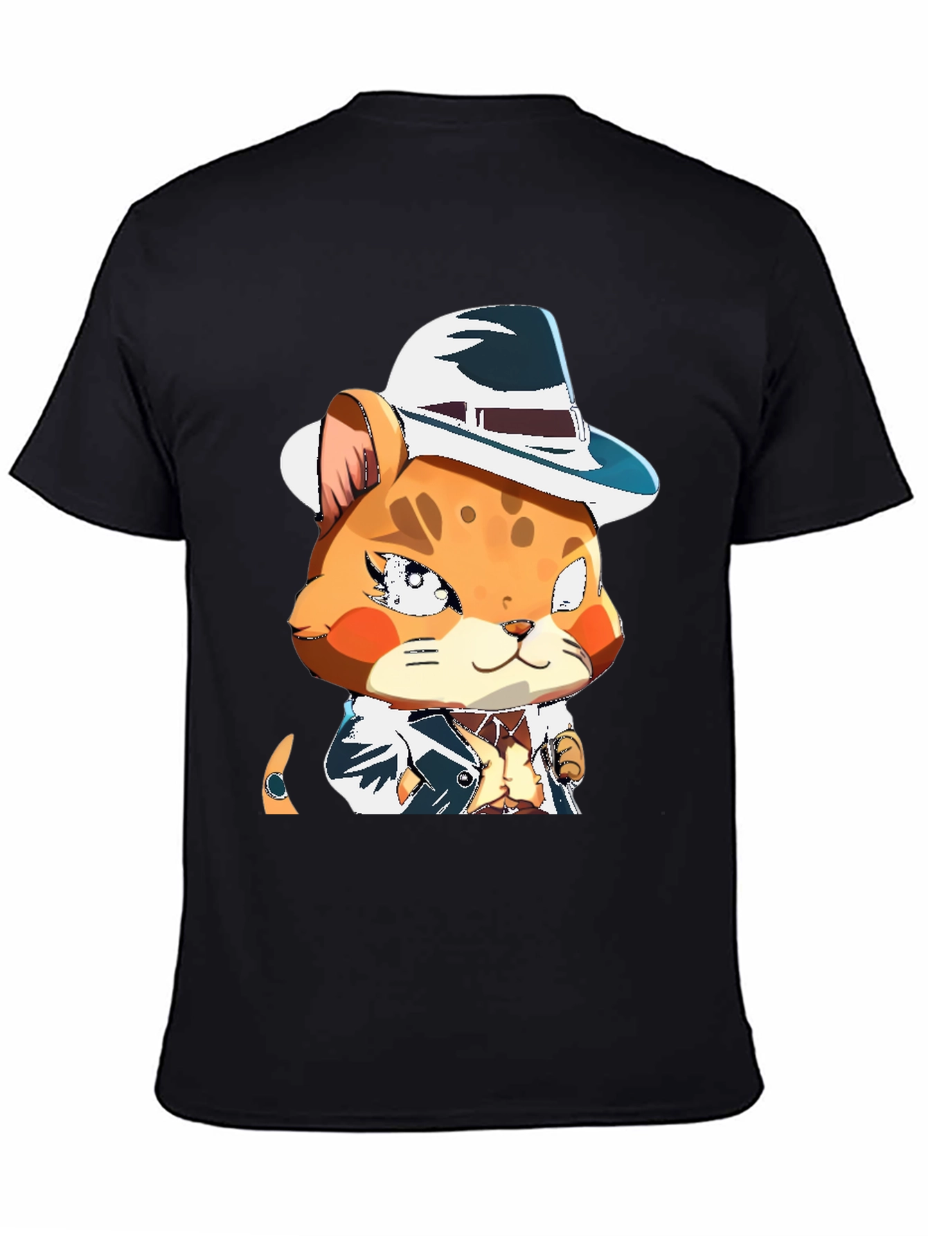 Black Cool Cat in a Hat T-Shirt view 4