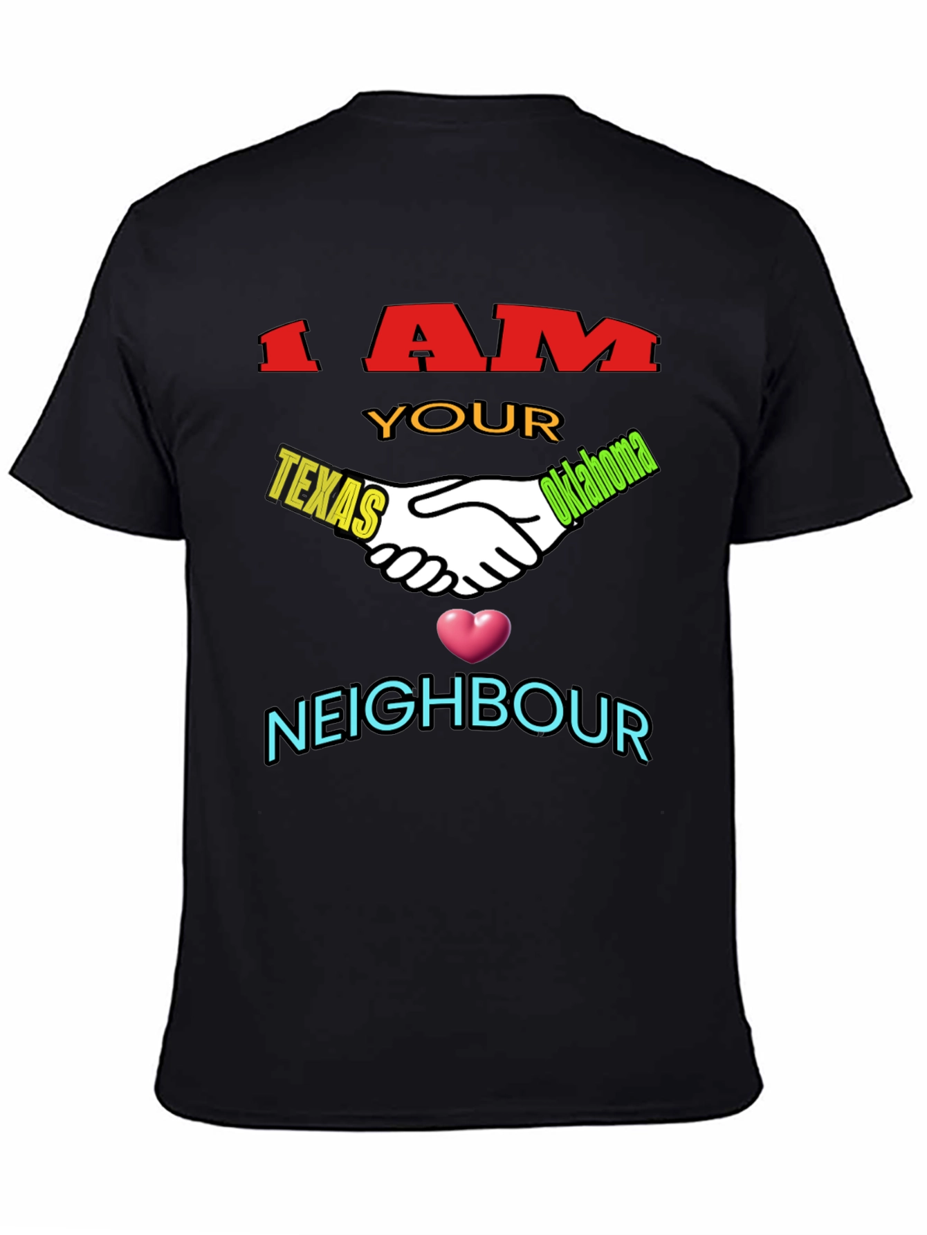Black Texas Oklahoma Neighbour T-Shirt view 4