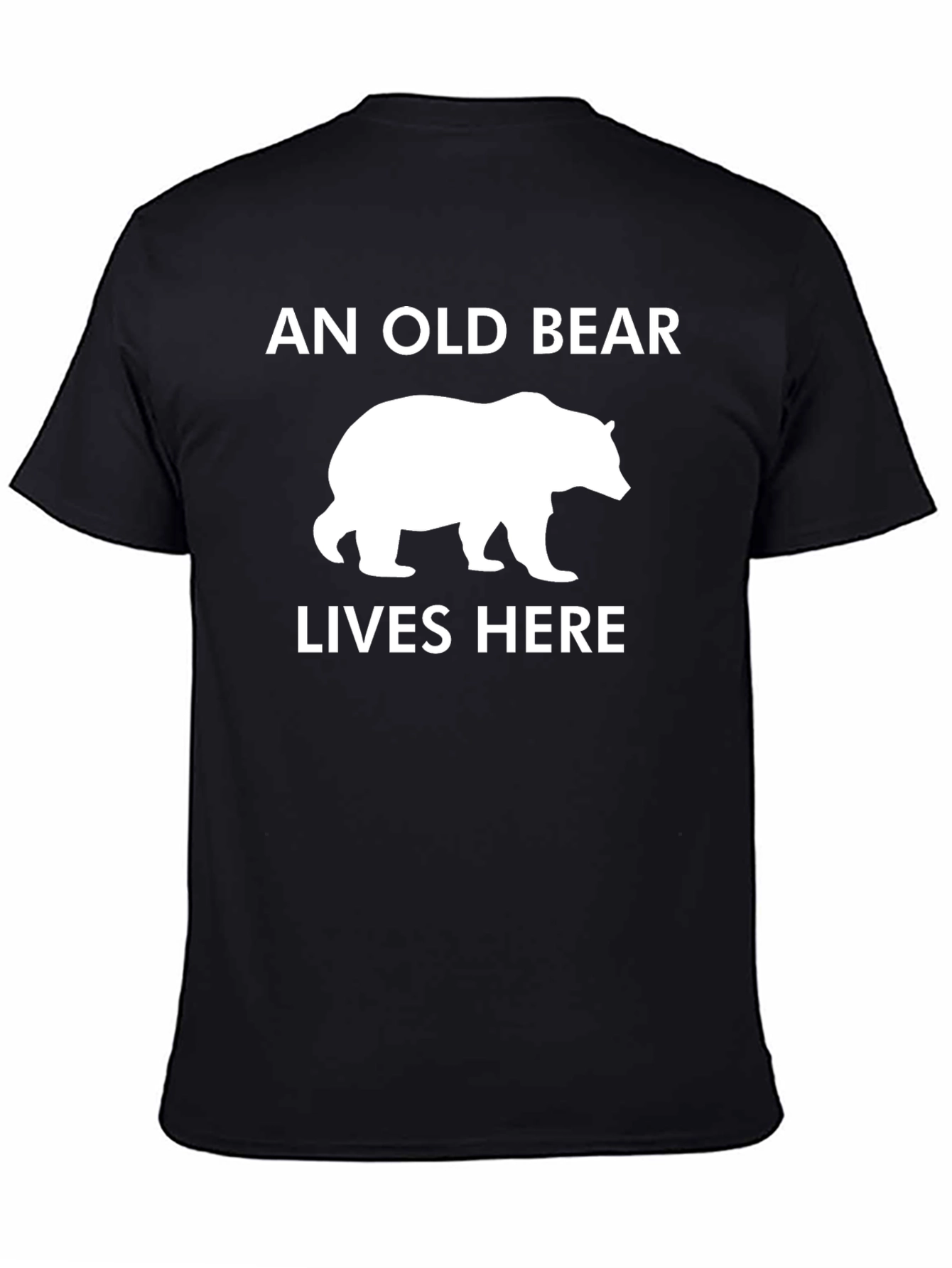 Black An Old Bear Lives Here T-Shirt - Black, Graphic Tee view 4