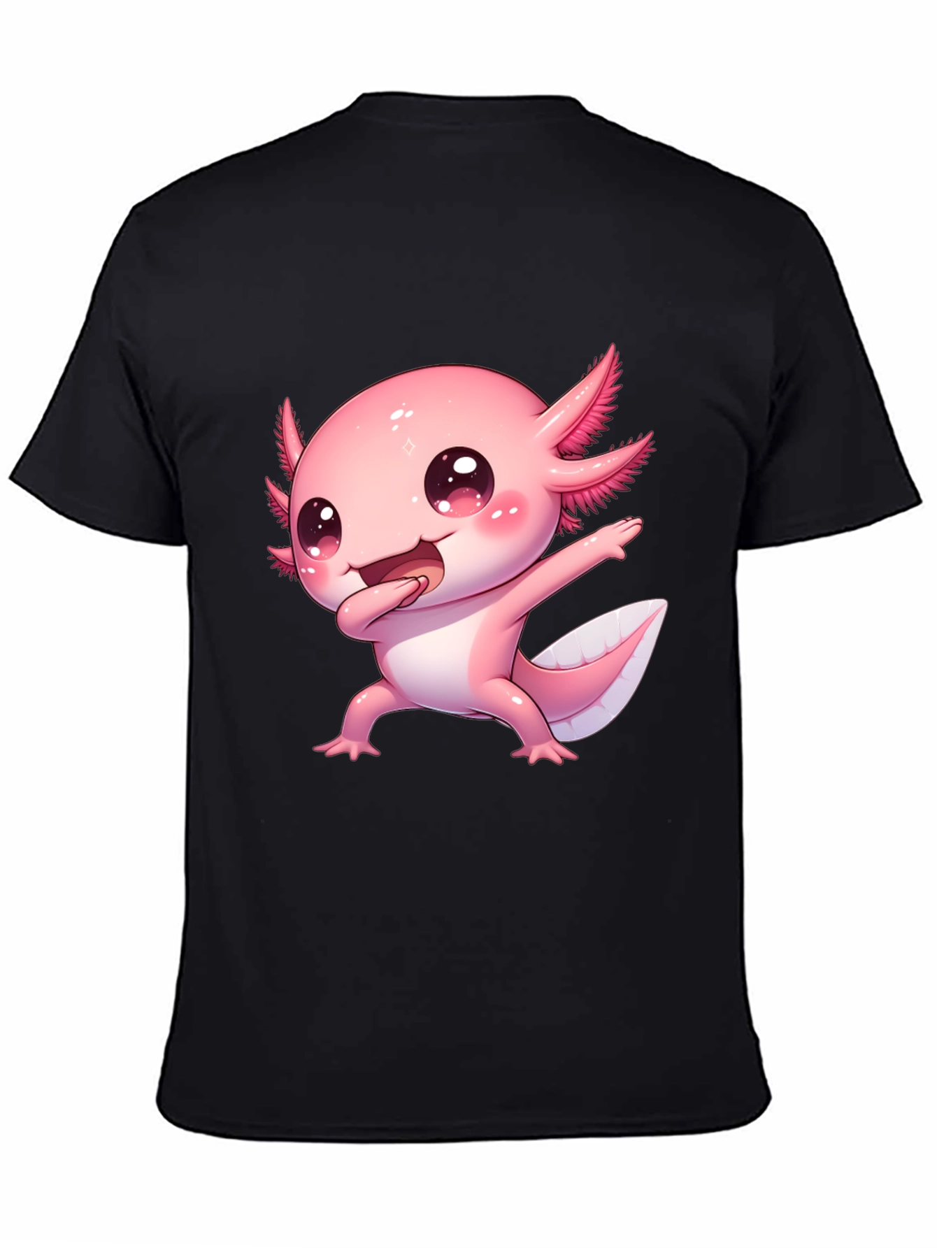 Black Cute Cartoon Axolotl Graphic Tee view 4