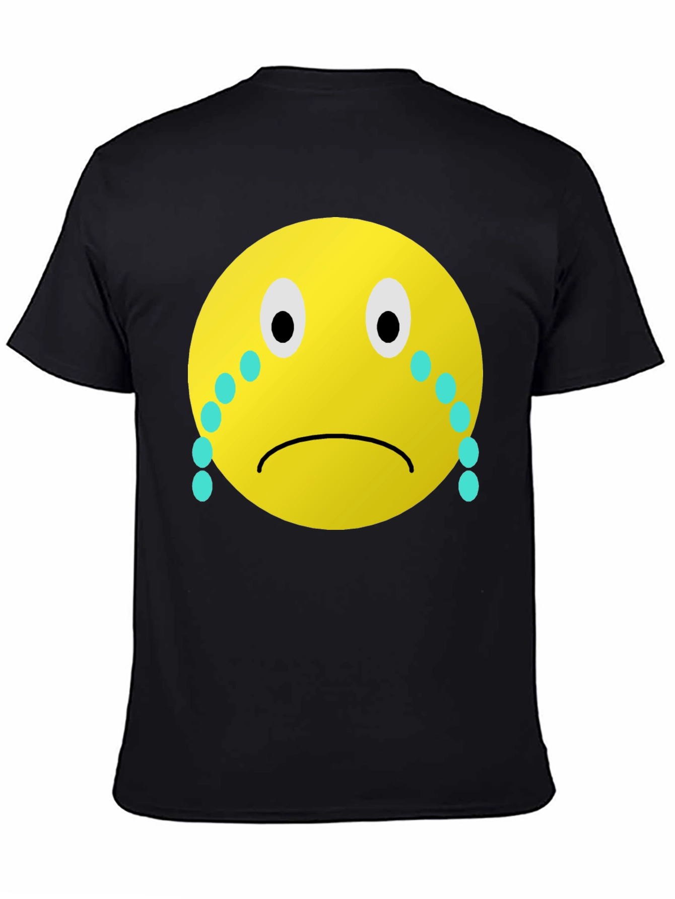 Black Sad Emoji Graphic Tee - Unisex Black T-Shirt view 4