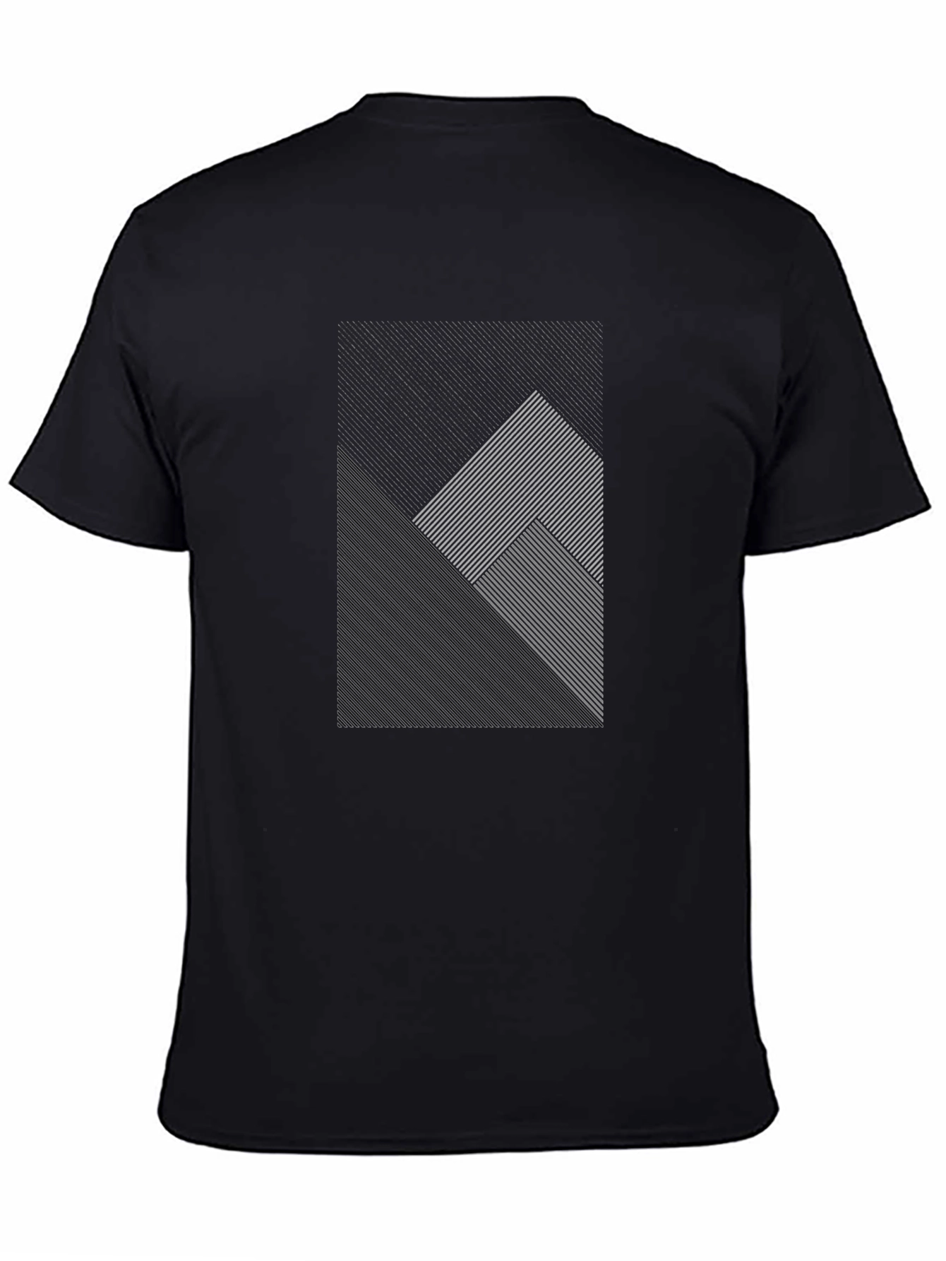 Modern Geometric Line Pattern Black T-Shirt - 4