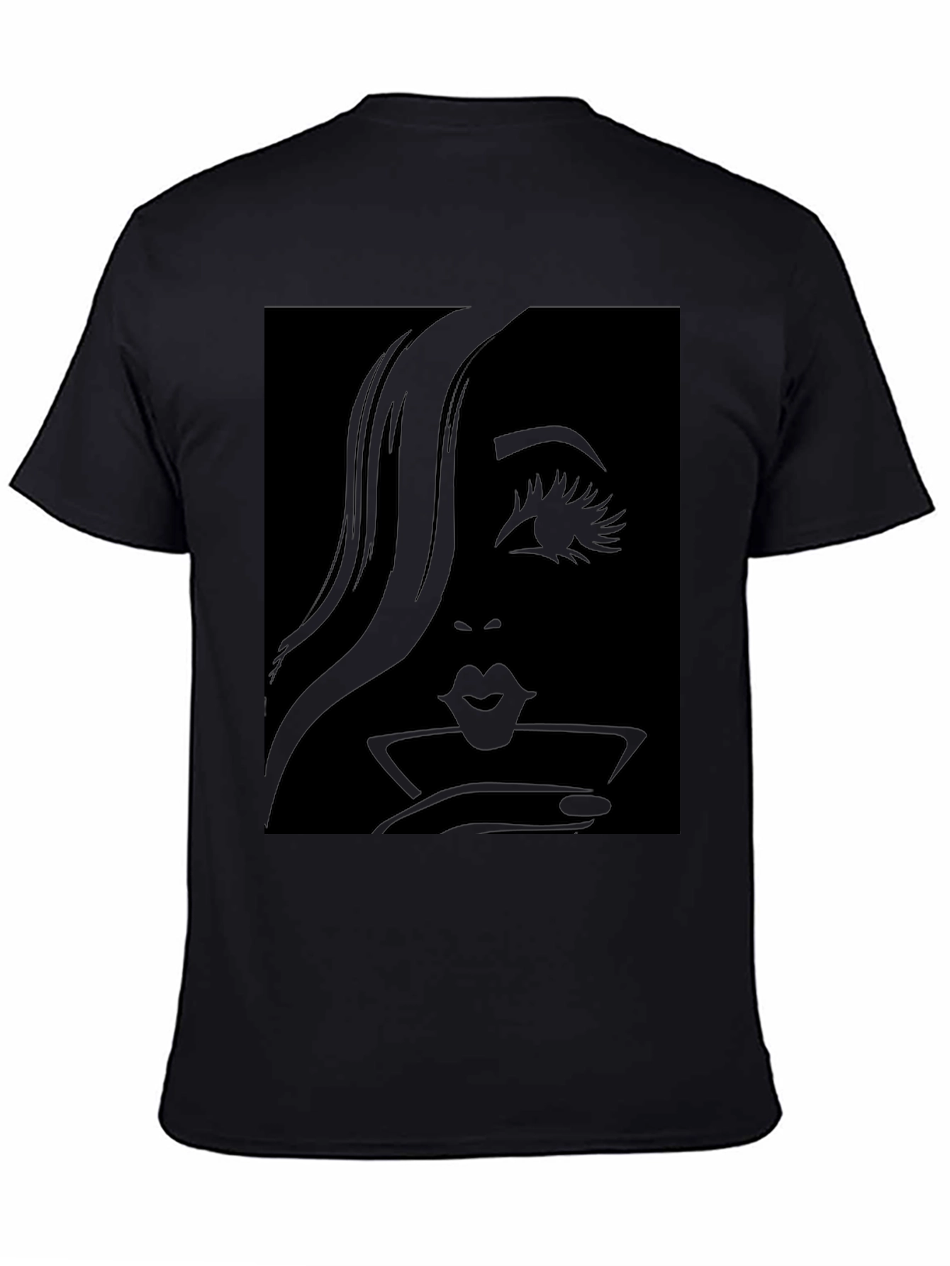 Black Silhouette Woman's Face Martini T-Shirt view 4