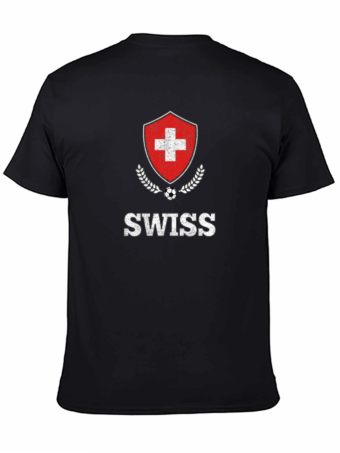 Black Swiss Soccer Pride T-Shirt - Black Cotton Tee view 4