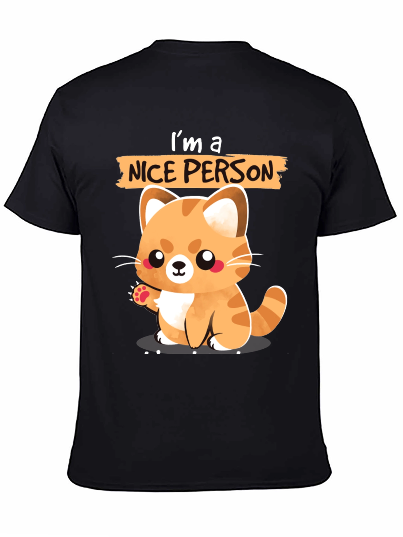Black Cute Cat Lover T-Shirt - I'm a Nice Person view 4