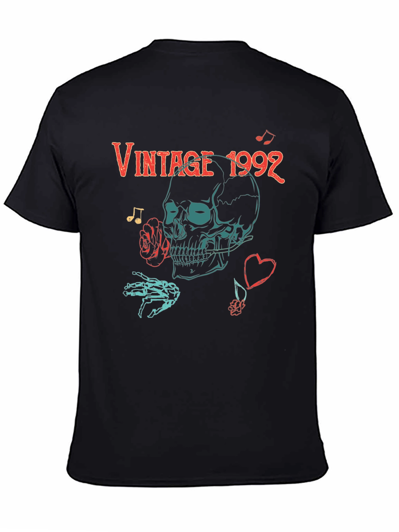 Black Vintage 1992 Skull Graphic T-Shirt view 4