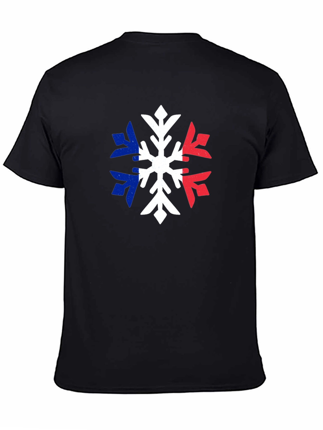 Black French Flag Snowflake T-Shirt view 4