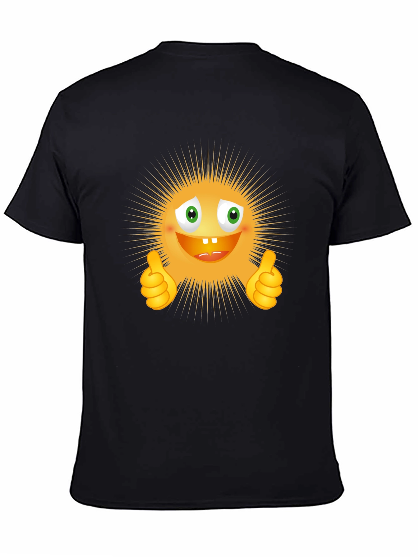 Black Funny Smiley Face Thumbs Up Graphic T-Shirt view 4