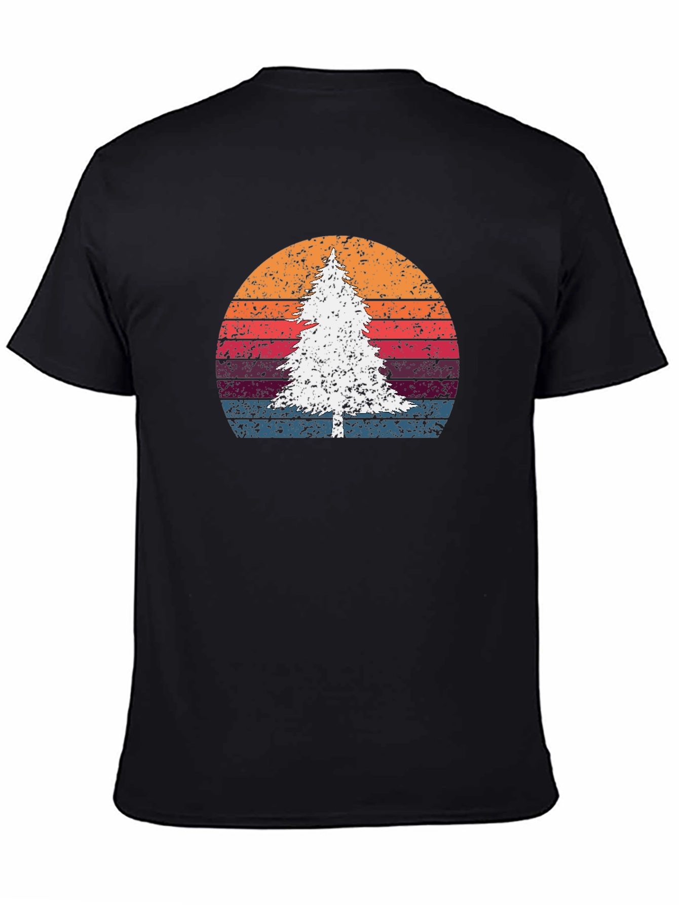 Black Retro Tree Sunset Graphic Tee view 4