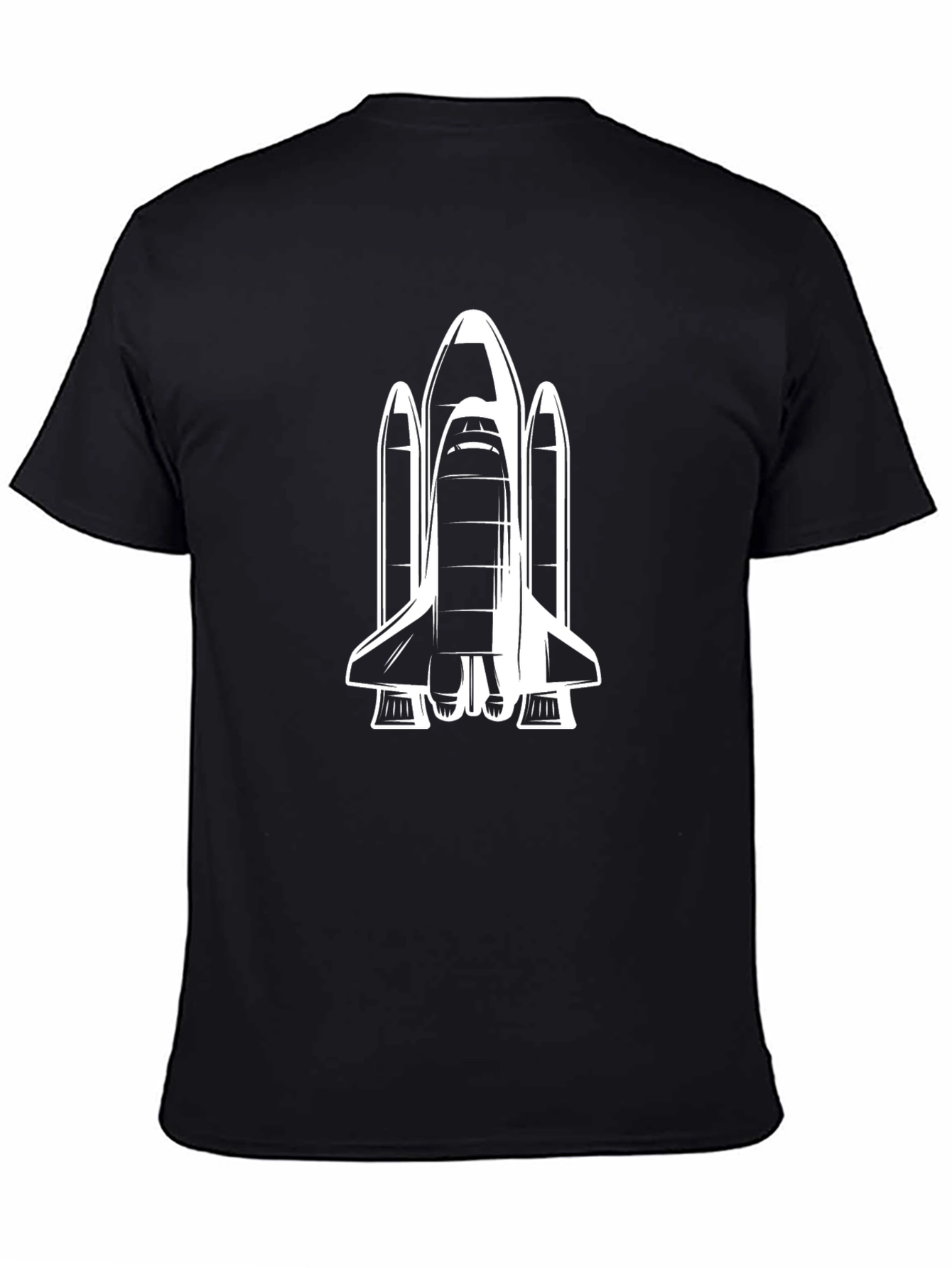 Black Space Shuttle Graphic Tee - Black Cotton T-Shirt view 4