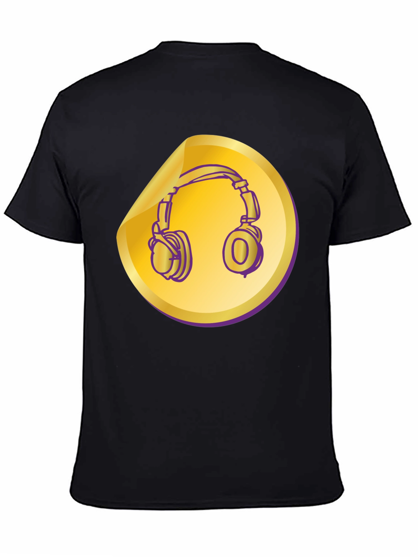 Black Headphones Graphic Tee - Music Lover Shirt view 4