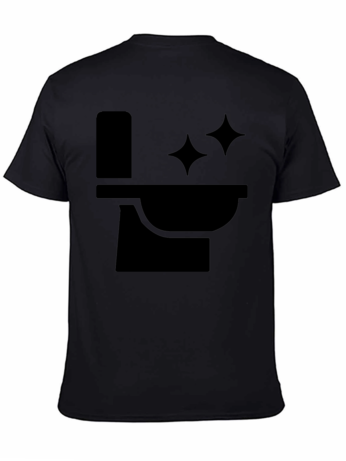 Black Funny Black T-Shirt with Clean Toilet Graphic view 4