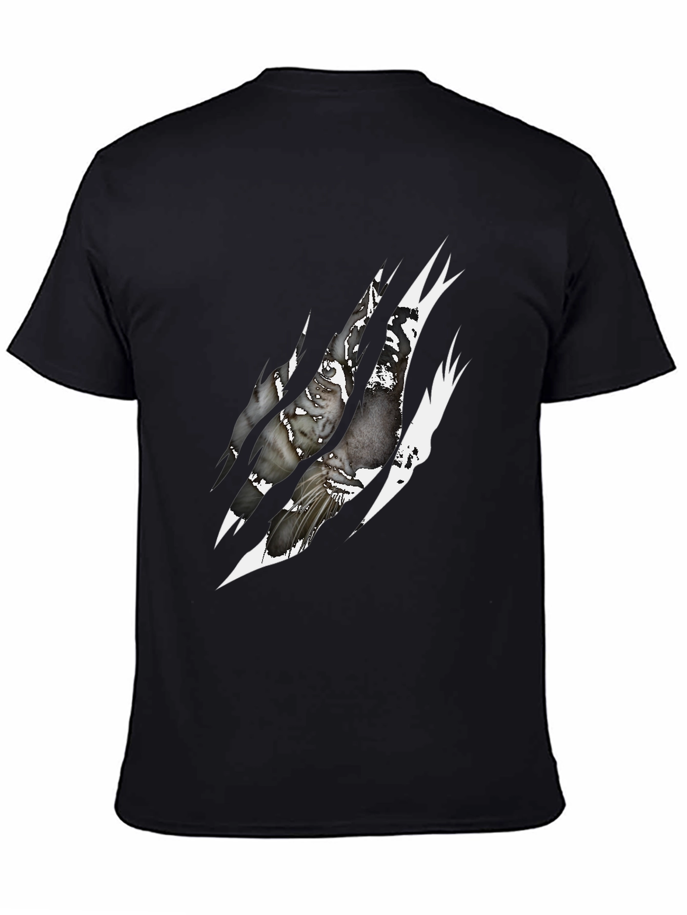 Black Ripped Claw Graphic Print Black T-Shirt view 4