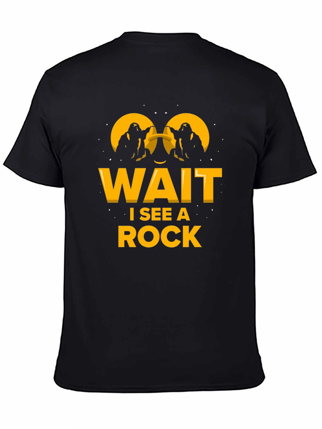 Black Wait I See A Rock Funny Black T-Shirt view 4
