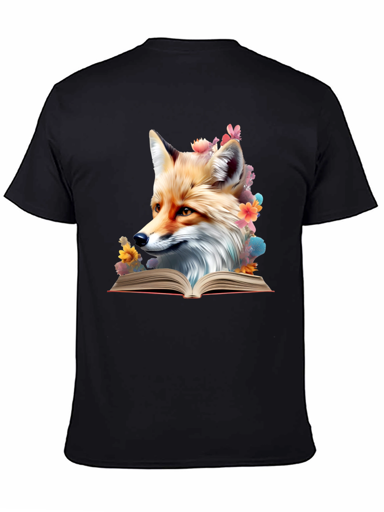 Black Fox Reading Book T-Shirt - Unique Animal Lover Tee view 4