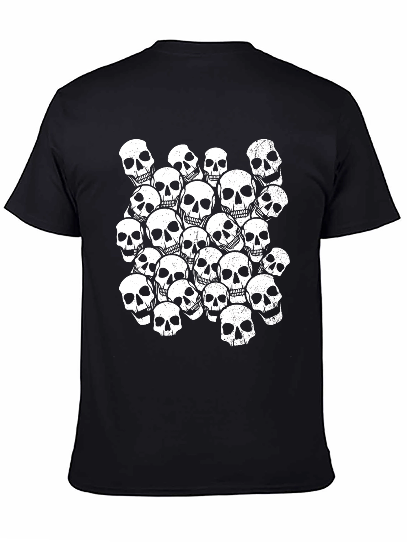 Black Skull Pile Black T-Shirt - Graphic Tee for Men view 4