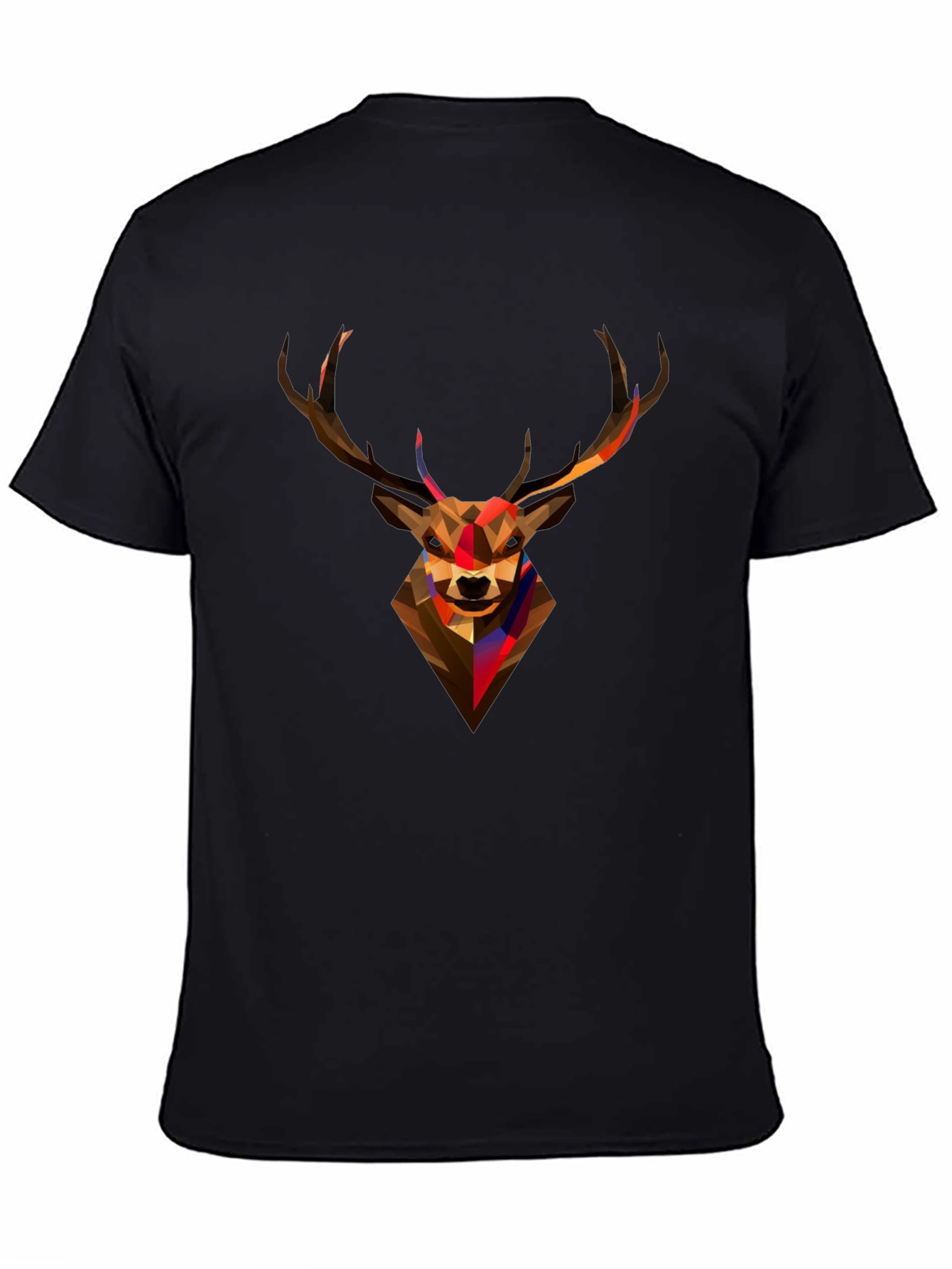 Black Geometric Deer Head Black T-Shirt - Modern Graphic Tee view 4