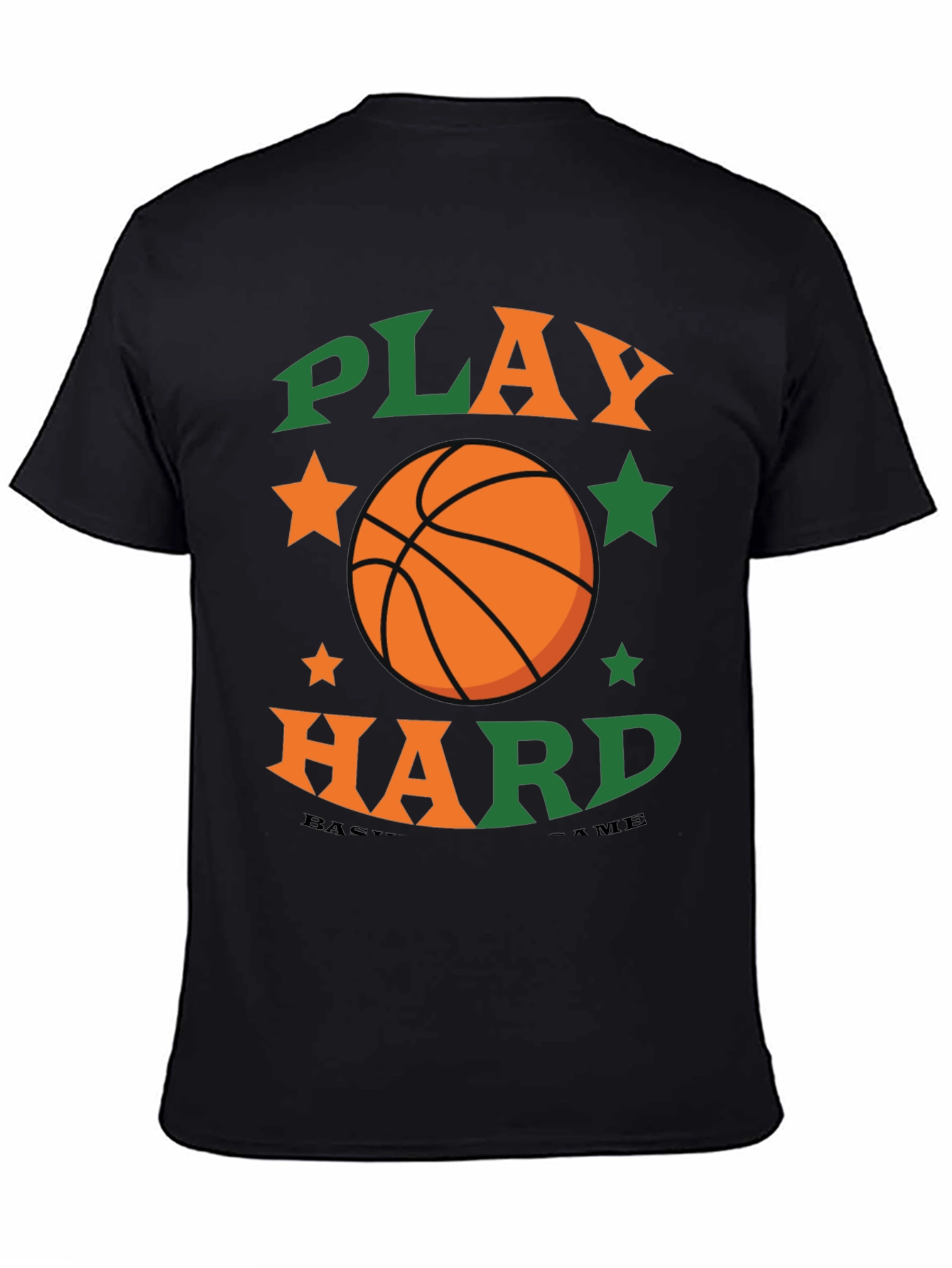 Black Play Hard Basketball Graphic Tee view 4