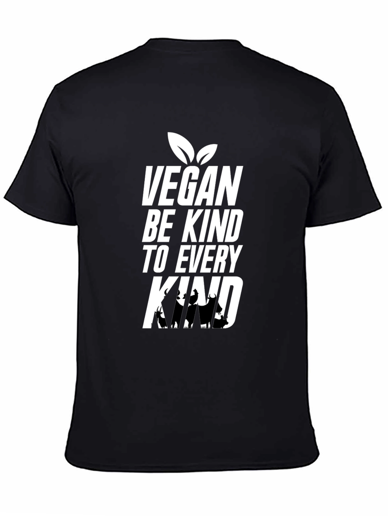 Black Vegan Be Kind T-Shirt, Animal Lover Tee view 4