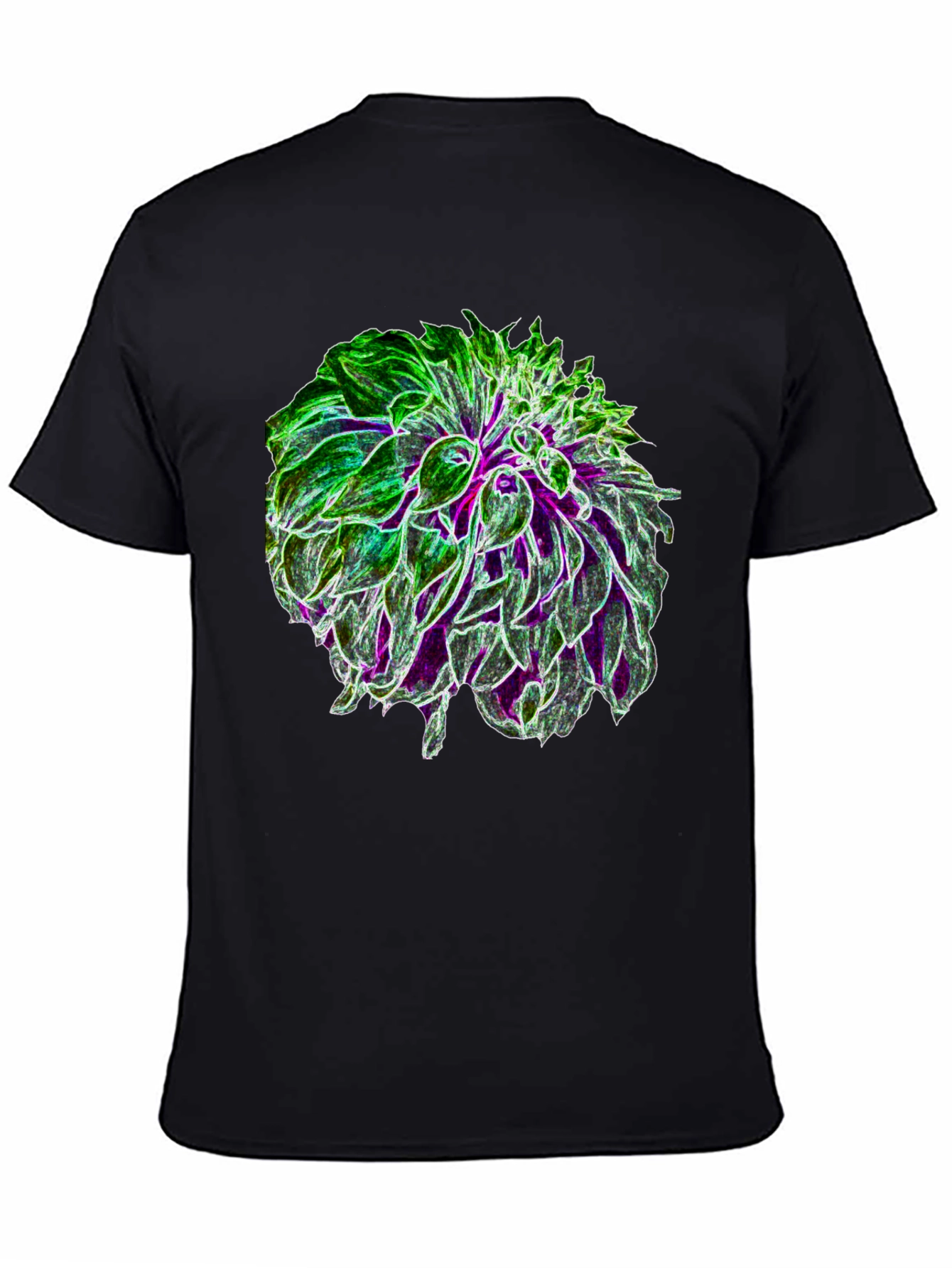 Black Glow Flower Graphic Tee - Black Cotton Casual Shirt view 4