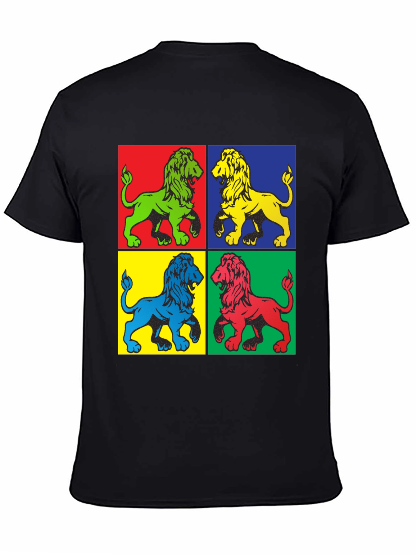 Black Pop Art Lion Graphic Tee view 4