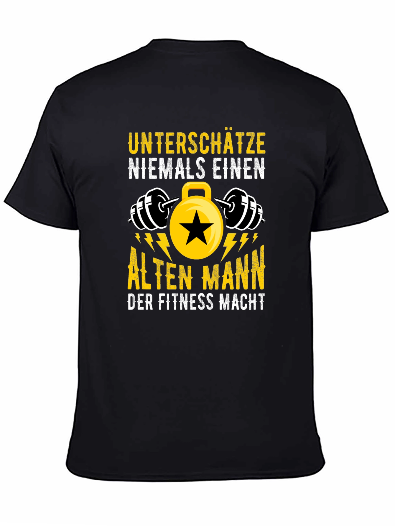 Black Fitness Old Man Graphic Tee view 4