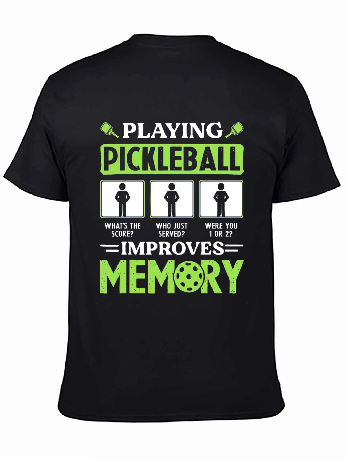 Black Pickleball Memory Improvement T-Shirt view 4