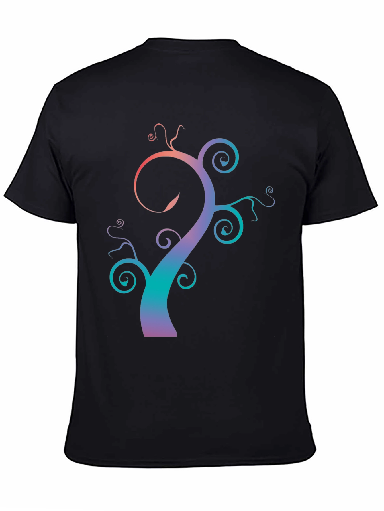 Black Gradient Tree Graphic Tee - Black Unisex T-Shirt view 4