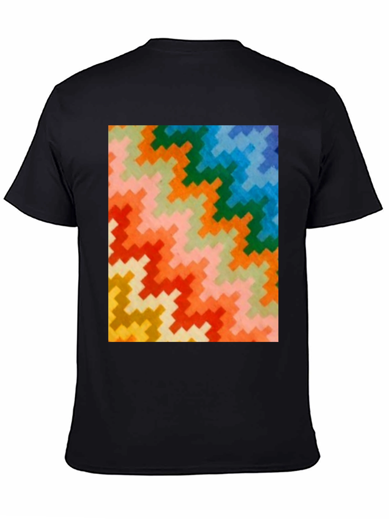 Black Retro Zig-Zag Pattern Tee - Bold & Funky view 4
