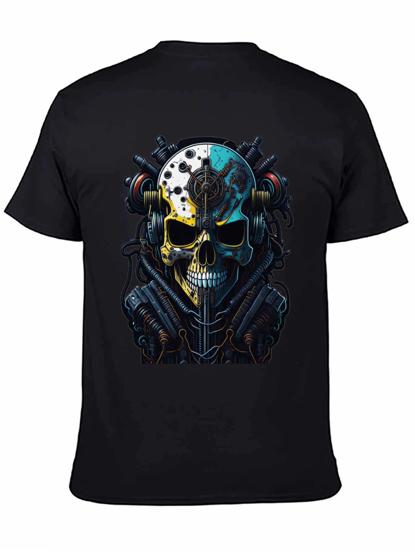 Black Steampunk Skull Graphic T-Shirt view 4