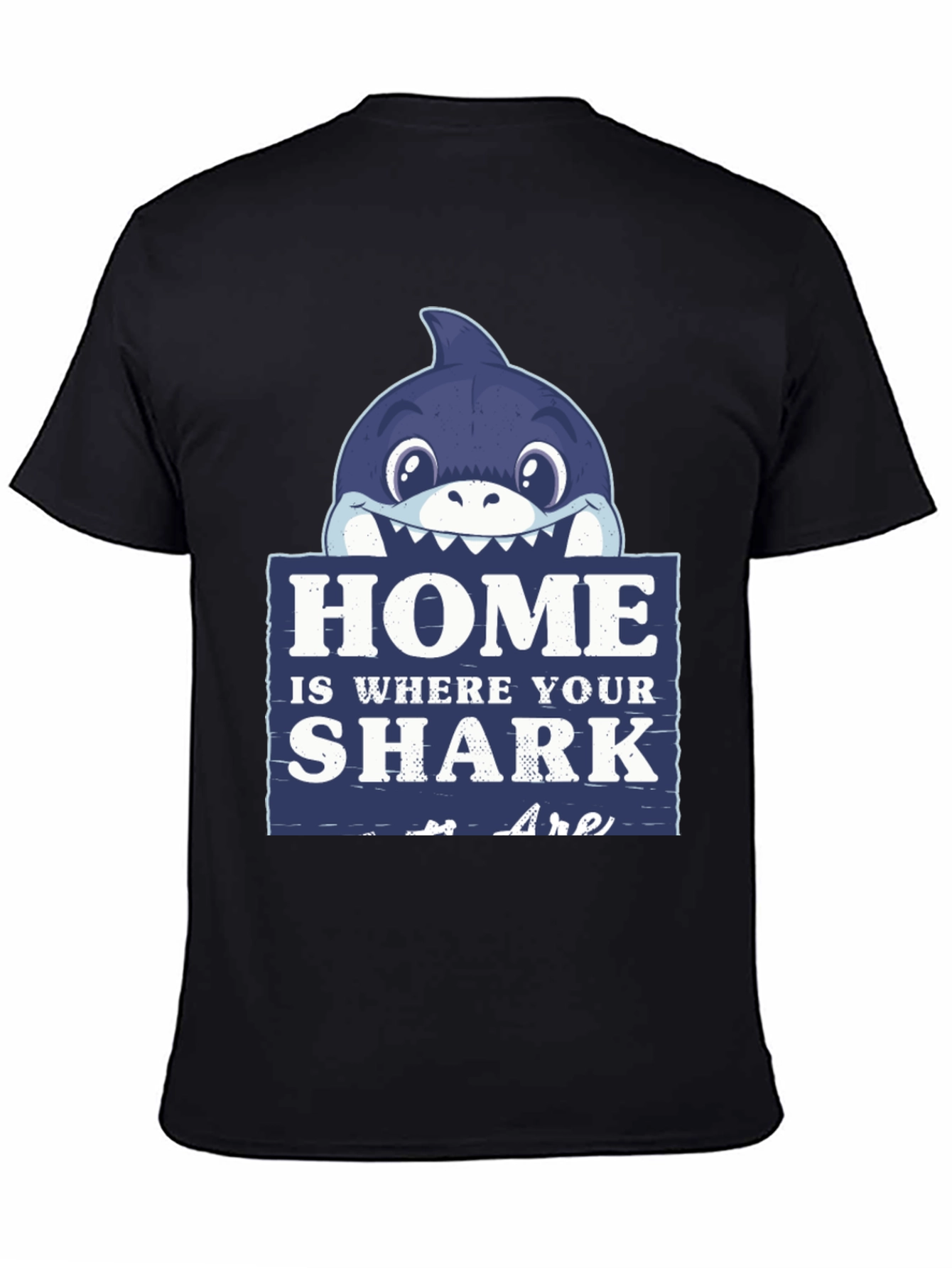 Black Home is Where Your Sharks Are T-Shirt view 4