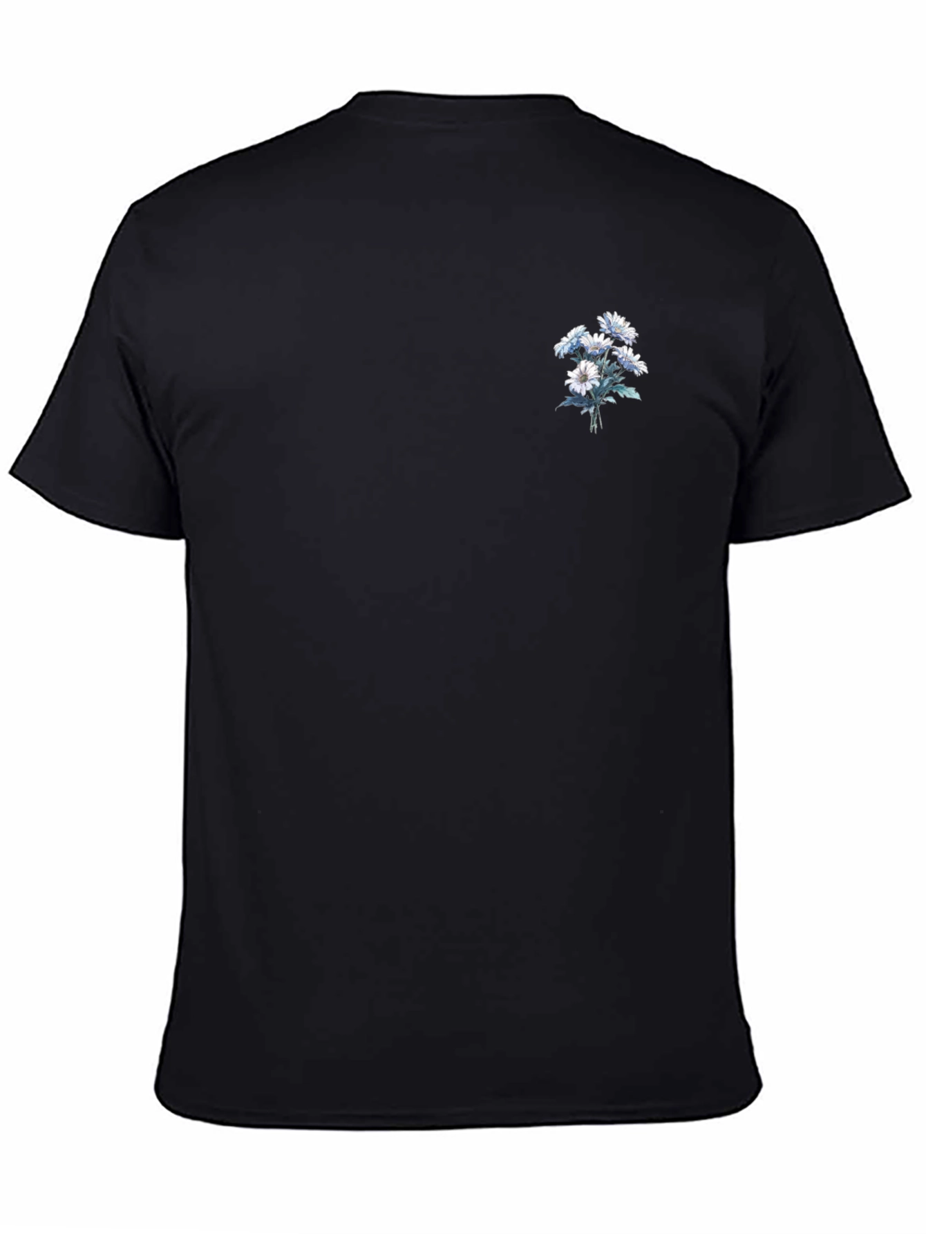 Black Black T-Shirt with Floral Detail view 4