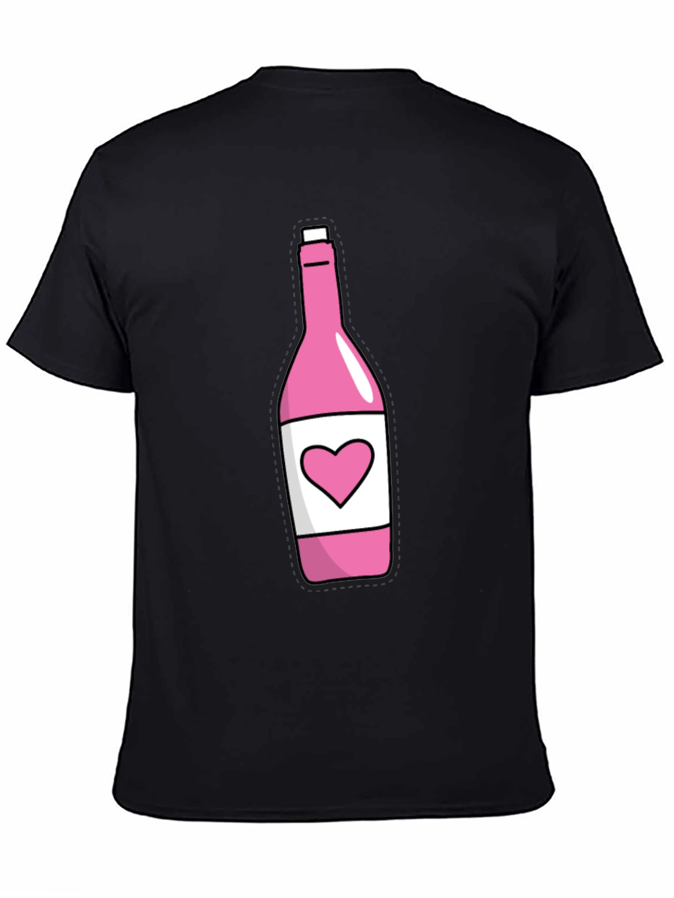 Black Pink Heart Bottle T-Shirt - Novelty Graphic Tee view 4
