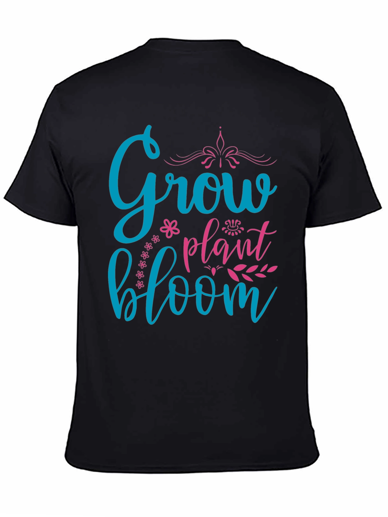 Black Grow Plant Bloom T-Shirt - Black Graphic Tee view 4