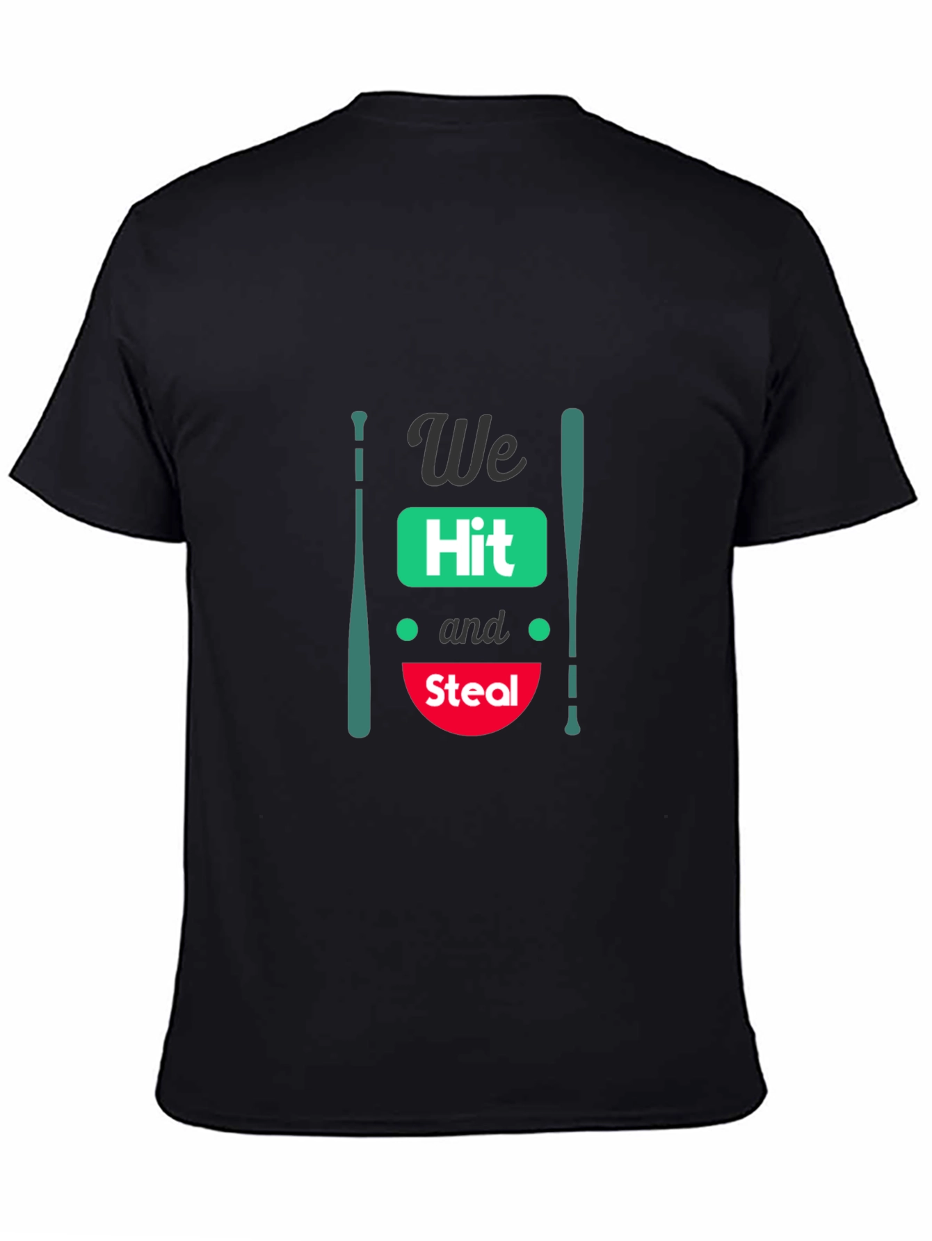 Black We Hit and Steal Baseball T-Shirt view 4