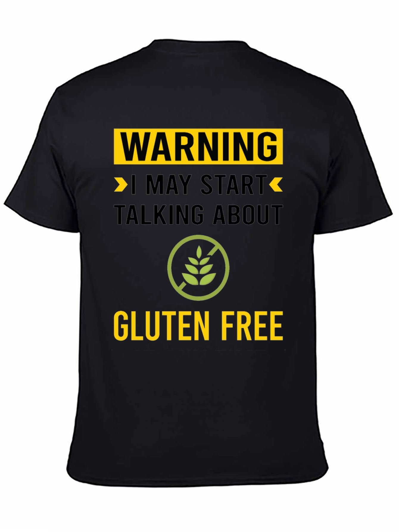 Black Warning Gluten Free T-Shirt - Talk About Gluten Free! view 4