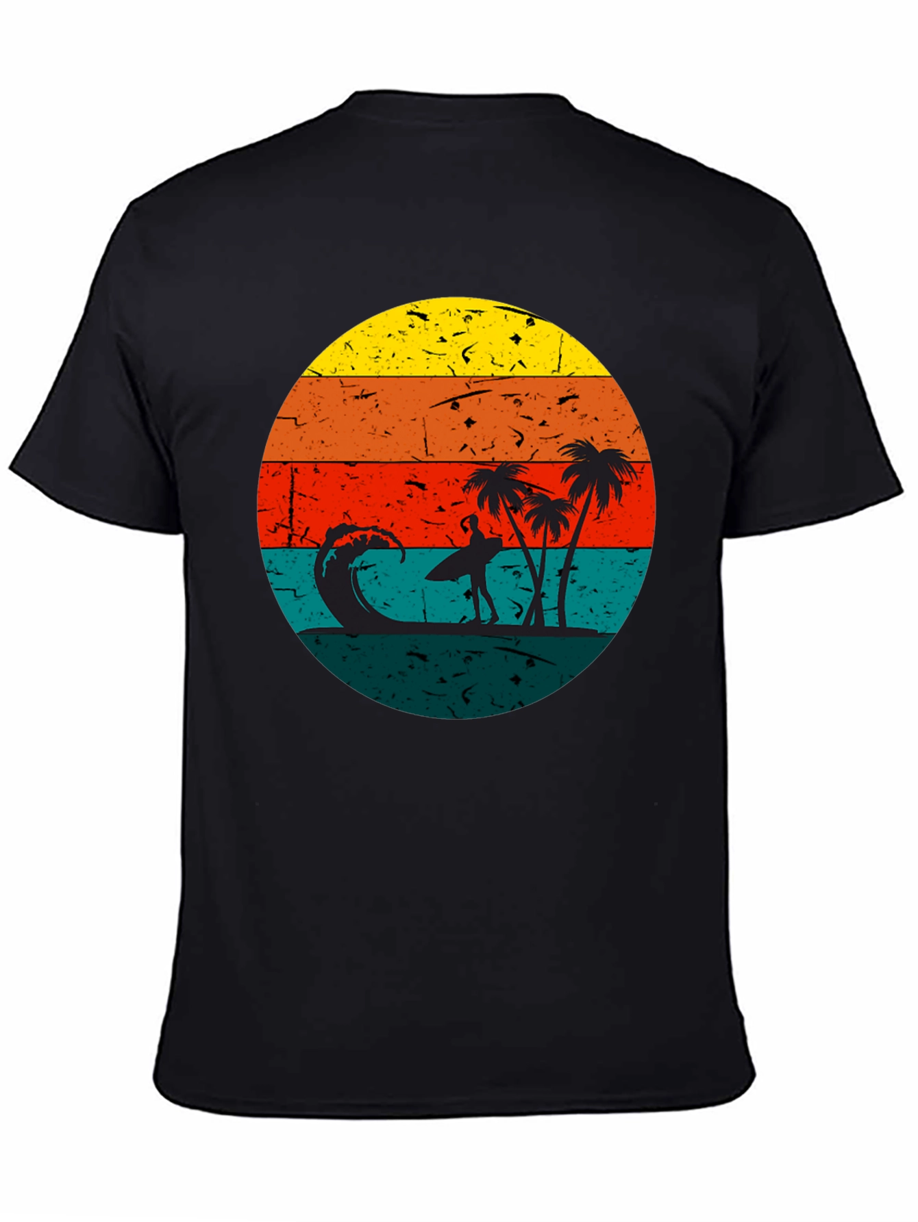 Black Retro Sunset Surfer T-Shirt - Black view 4