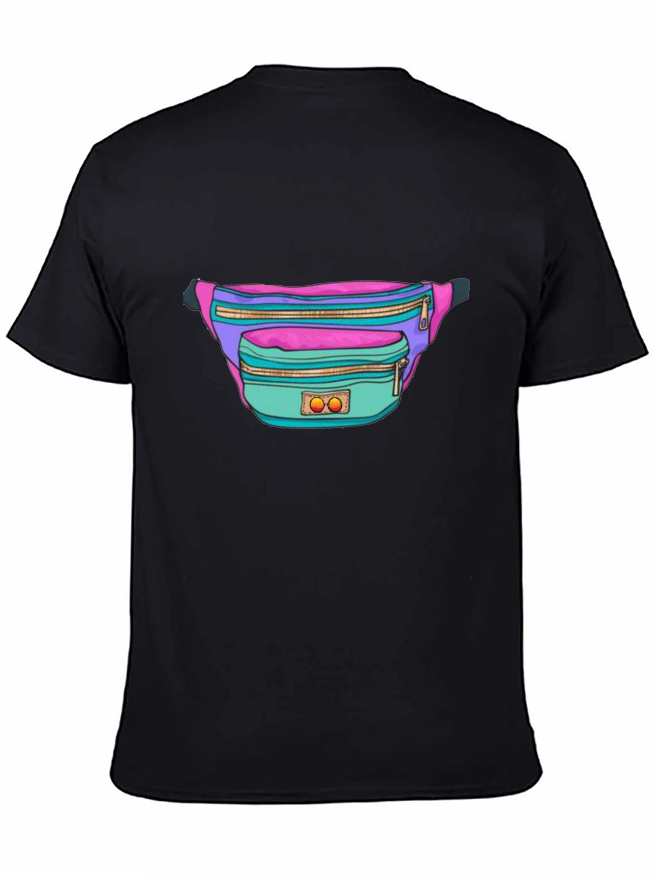 Black Retro Fanny Pack Graphic Tee - 80s/90s Style view 4