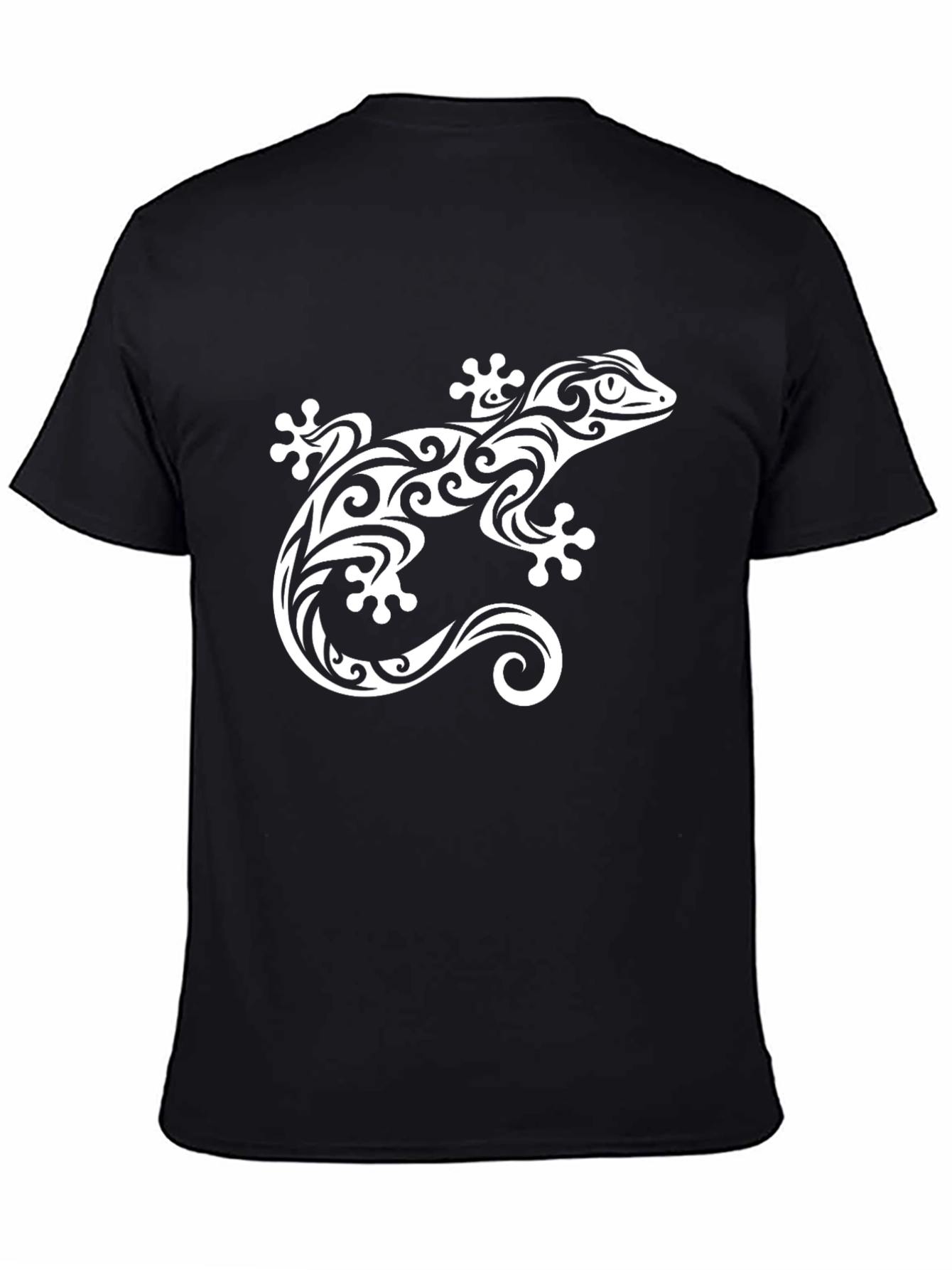 Black Tribal Gecko Graphic Tee - Stylish Black T-Shirt view 4