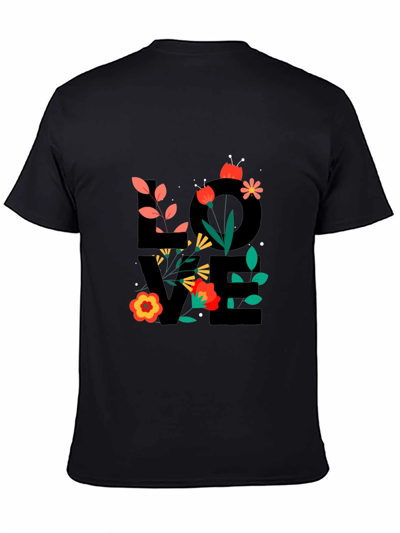 Black Floral LOVE Graphic T-Shirt - Trendy Casual Tee view 4