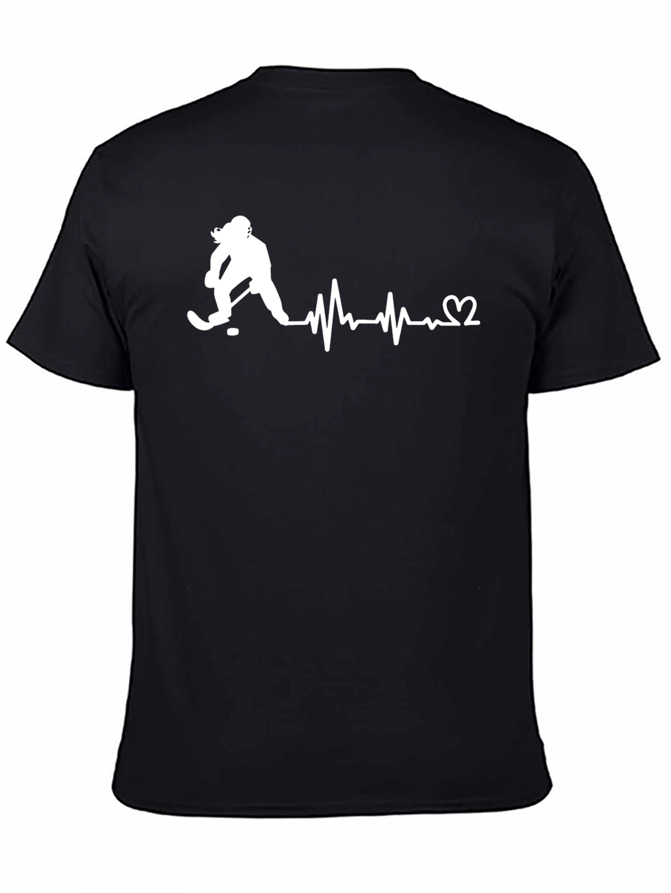 Black Hockey Heartbeat T-Shirt - Love for the Game! view 4