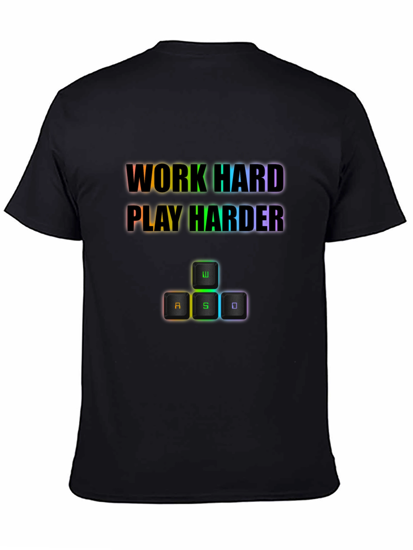 Black Work Hard Play Harder Gaming T-Shirt view 4