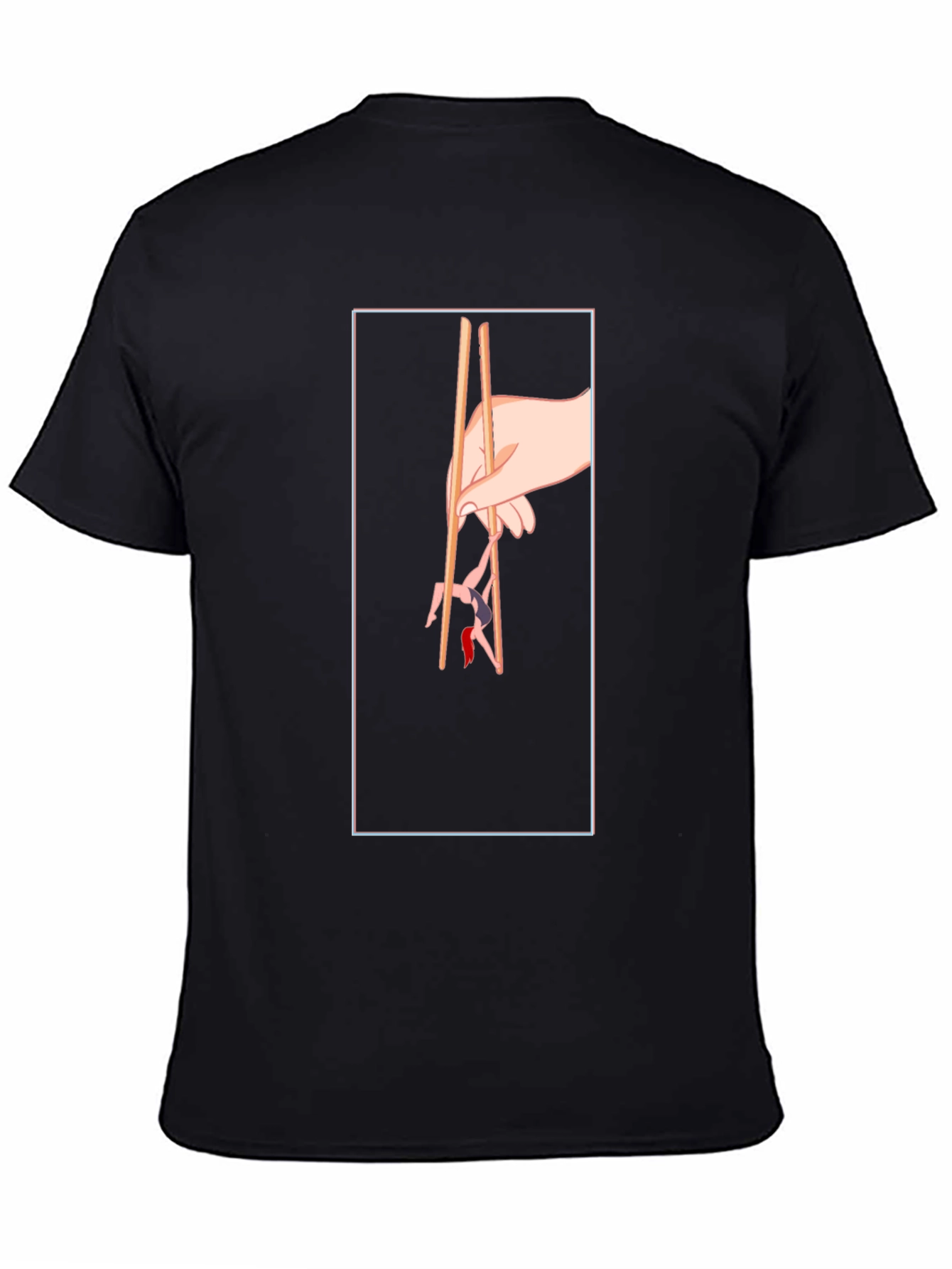 Black Chopstick Graphic Tee - Unique Hand Design view 4