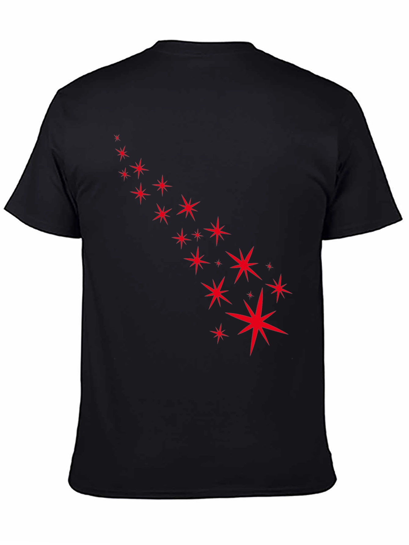 Black Stylish Black Tee with Starry Red Design view 4