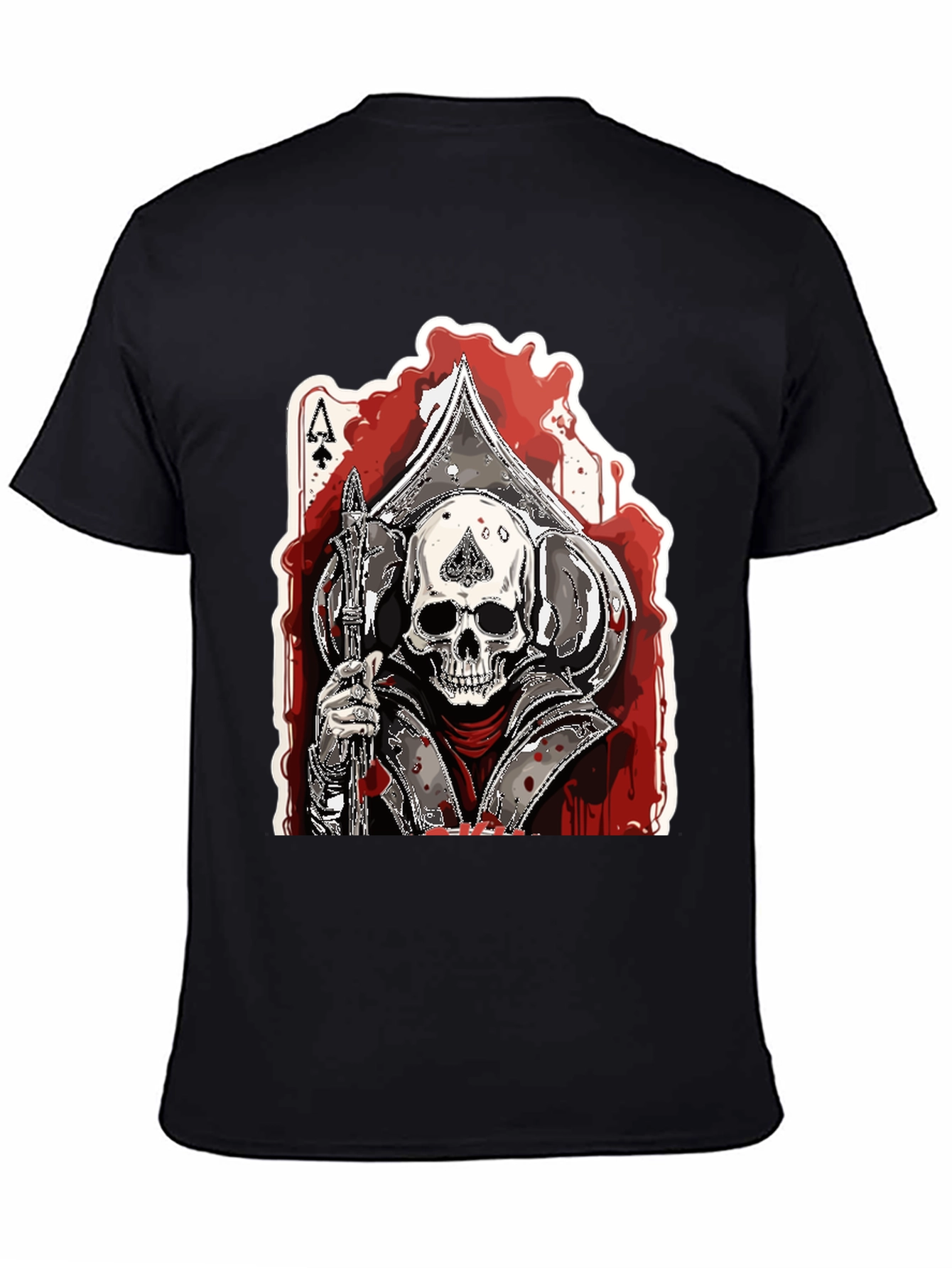 Black Ace of Spades Skull Graphic T-Shirt view 4