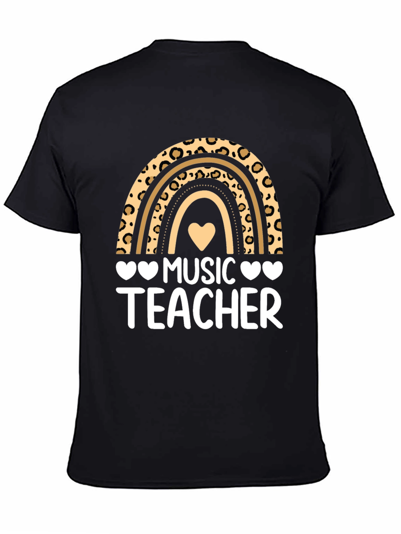 Black Music Teacher Leopard Rainbow Graphic T-Shirt view 4