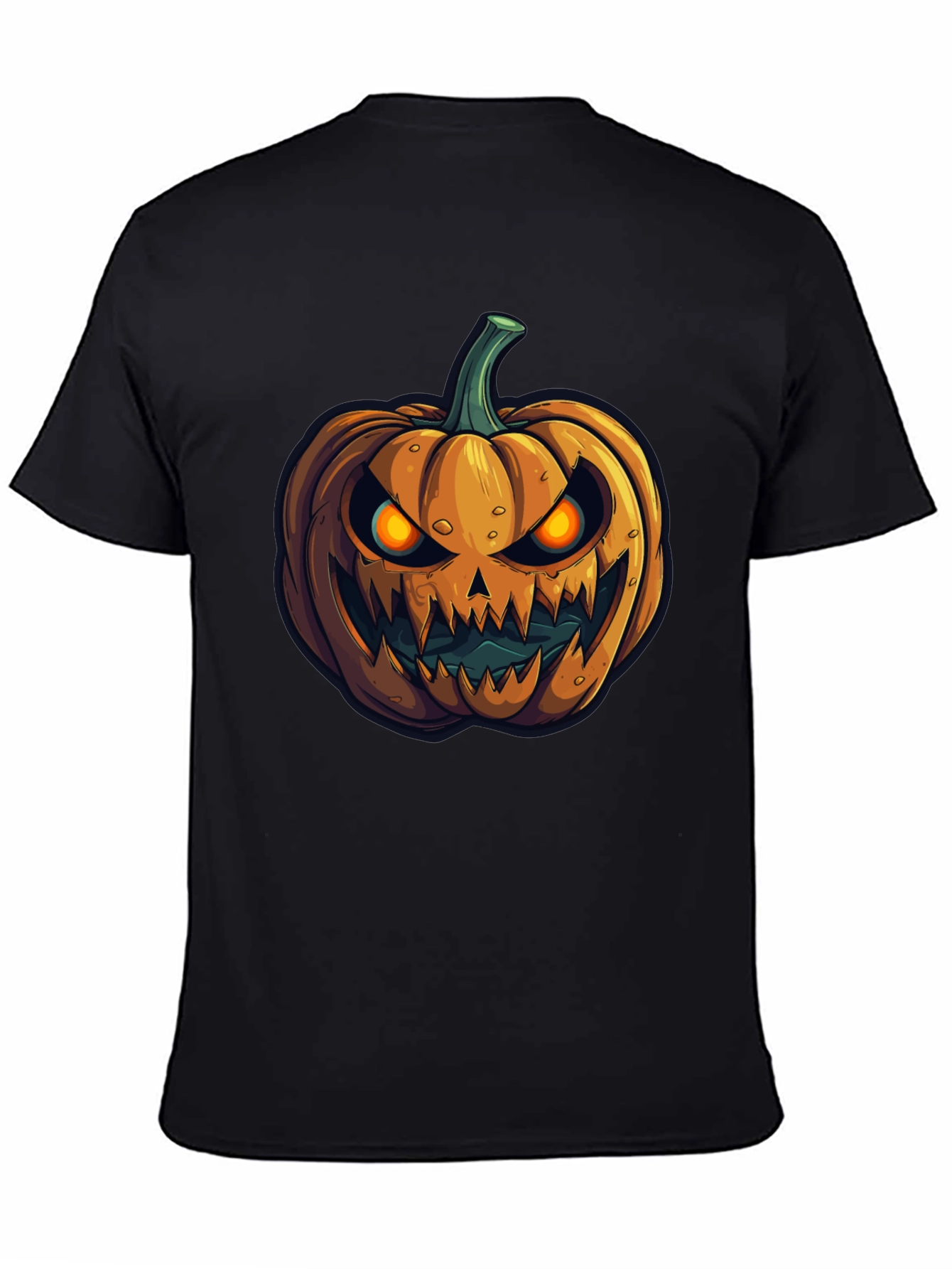 Black Halloween Pumpkin Graphic Tee - Men's Black T-Shirt view 4