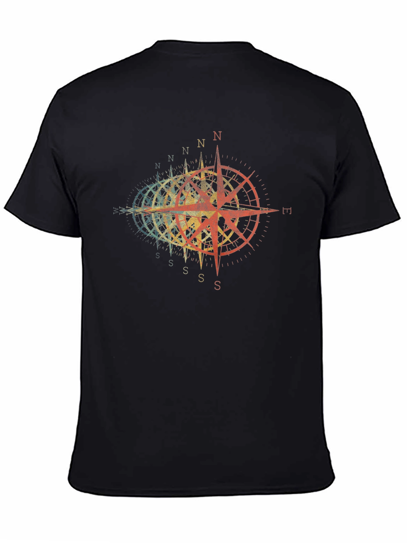 Black Vintage Compass Graphic T-Shirt view 4