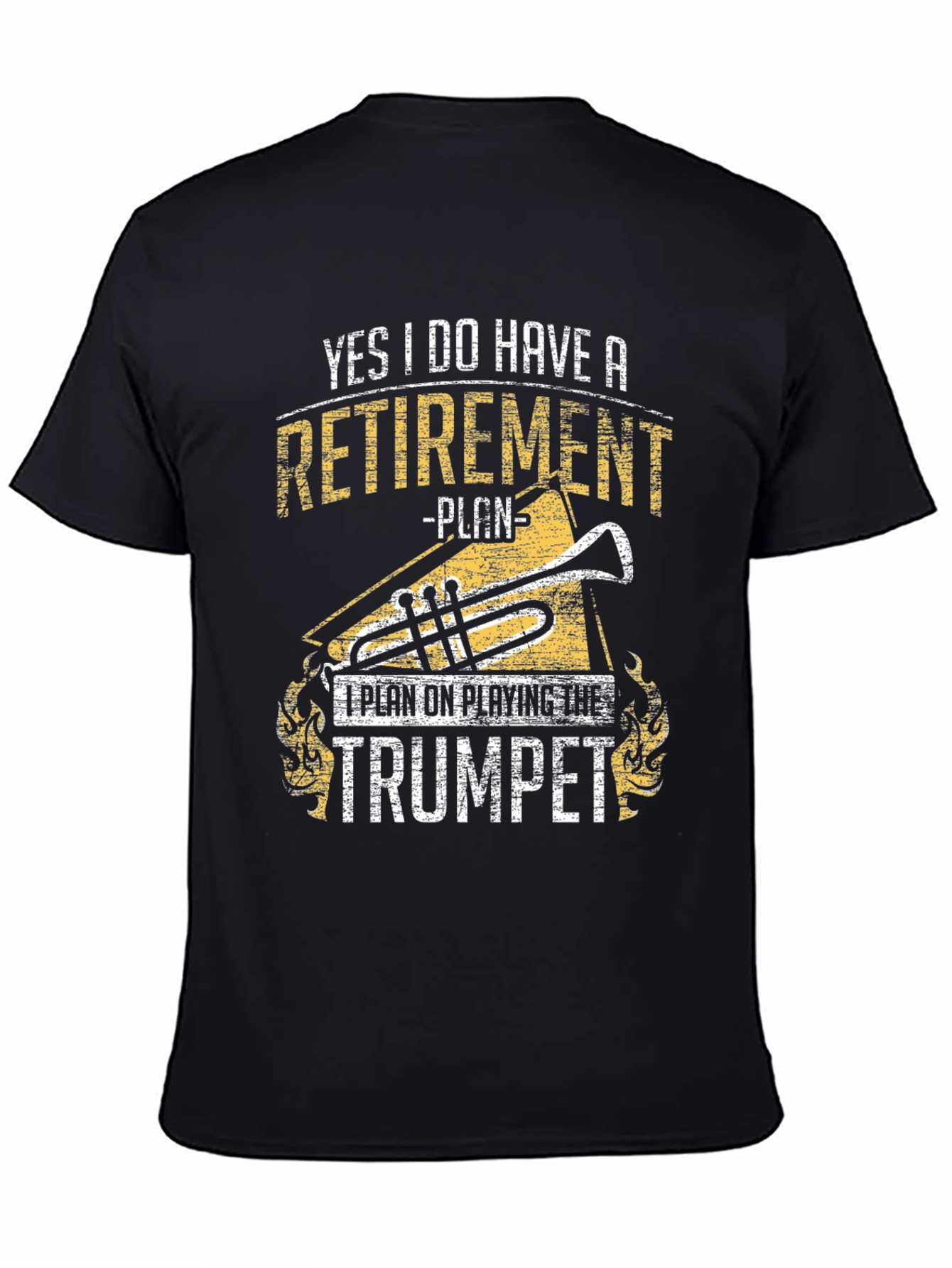 Black Retirement Trumpet Player T-Shirt view 4