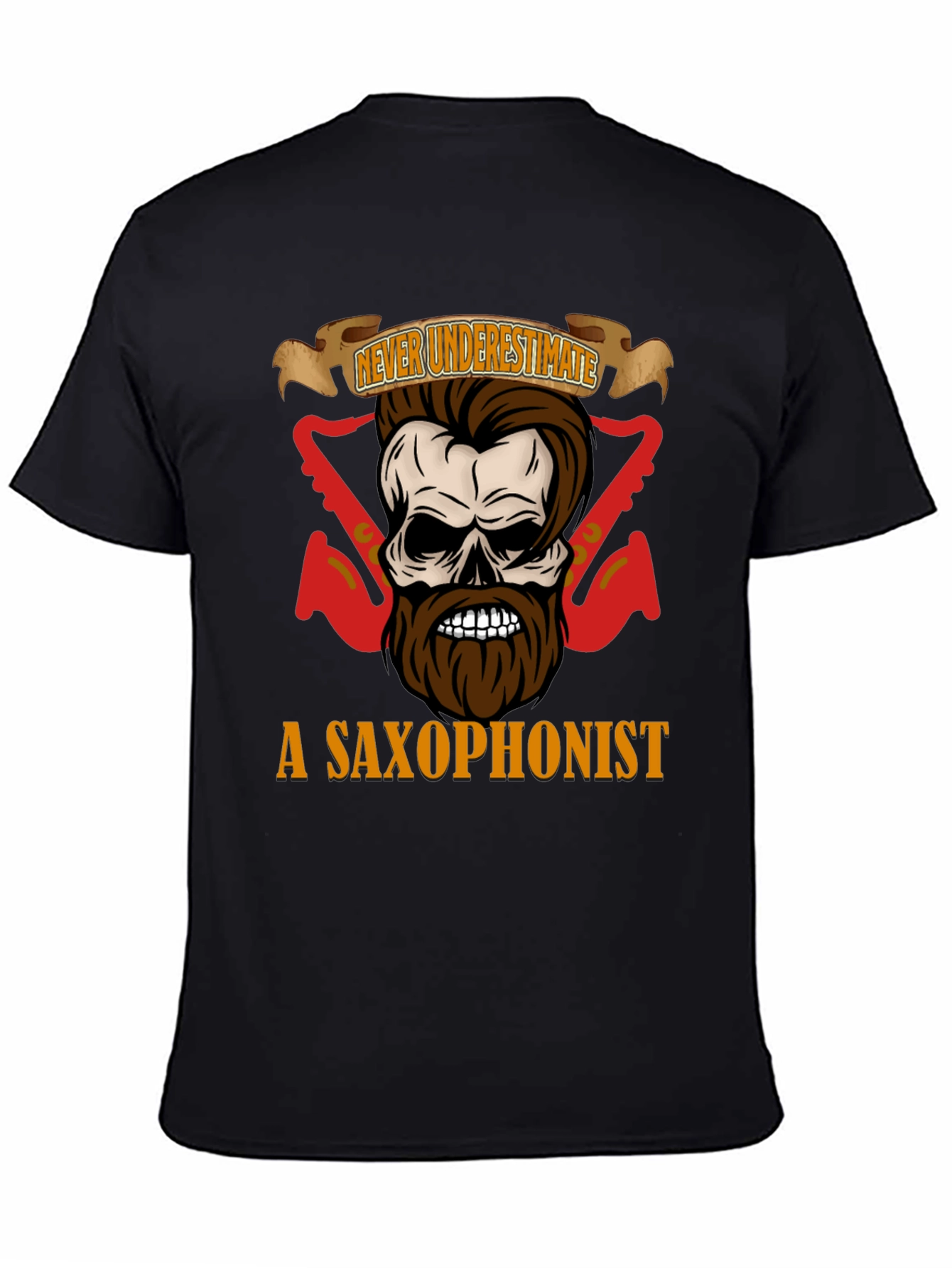 Black Never Underestimate a Saxophonist T-Shirt view 4